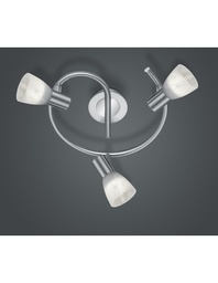 [S-TRIO871090307] Plafoniera a 3 faretti in nichel con paralume in vetro orientabili