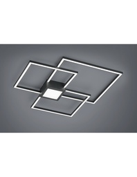 [S-TRIO676210442] Plafoniera Hydra 3 Quadrati Led 38w Antracite L65 cm Dimmerabile