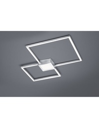 [S-TRIO676210307] Plafoniera Hydra Doppio Quadrato Led 28w Nichel L65 cm Dimmerabile