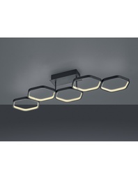 [S-TRIOR62055142] Plafoniera Led Dimmerabile Vigo 5 Esagoni L90 cm Antracite
