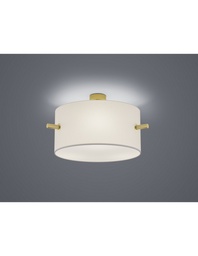[S-TRIO608300308] Plafoniera Paralume Rotondo Tessuto Bianco