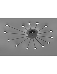 [S-TRIO679511532] Plafoniera con Luce Indiretta e 14 Punti Led Orientabili Peacock Nero