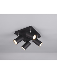 [S-TRIO802430432] Plafoniera Quadrata 4 Faretti Orientabili Nero