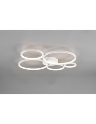 [S-TRIO622610531] Plafoniera Rondo 5 Cerchi Led Dimmerabile Bianco L59 cm