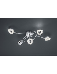 [S-TRIOR62135106] Plafoniera Tours 5 Spot Led Cromo L54 cm