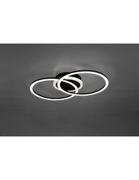 [S-TRIOR62783132] Plafoniera Doppio Cerchio Nero Led 25w Dimmerabile L50 cm