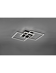 [S-TRIOR62793132] Plafoniera Doppio Quadrato Nero Led 25w Dimmerabile L57 cm