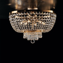 [S-BL189-PL6-OR] Plafoniera imperiale in ferro e ottone Oro con stass sei luci 50x h37 cm