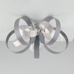 [S-BL114-PL5-BG] Plafoniera in ferro cinque luci Bianco Grigio 58x h26 cm