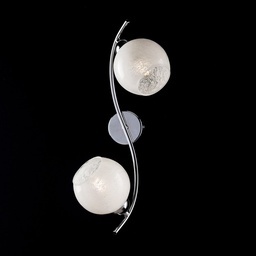 [S-BL167-PL2-CR] Plafoniera in ferro cromato lucido con vetri bianchi 2 luci 45x25xh.21 cm