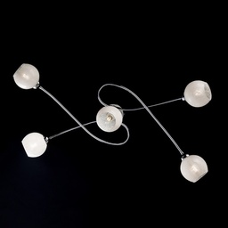 [S-BL167-PL5-CR] Plafoniera in ferro cromato lucido con vetri bianchi 5 luci  98x5xh. 19 cm