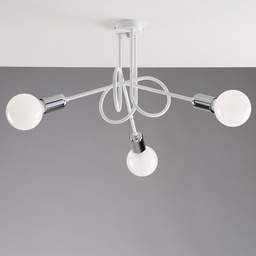 [S-BL153-PL3-BCO] Plafoniera urban in ferro Bianco rifinitura Cromo tre luci 42x h30 cm