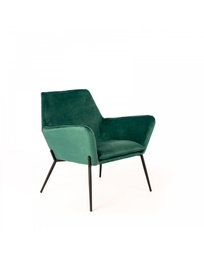 [S-OM/360/VE] Poltrona in velluto verde petrolio con struttura in metallo nero, 54x71.5x70cm