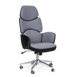 [S-B0710652] Poltrona imbottita da ufficio grigio-nero - Dimensioni: 64x69x118,5/128 cm