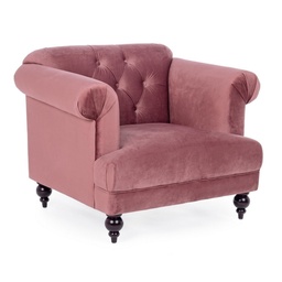 [S-B0748205] Poltrona classica effetto velluto rosa antico 97x82x78h cm