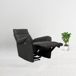 [100069] Poltrona Recliner Elettrico Effetto Nabuk Grigio  82 x 98 x 109 cm