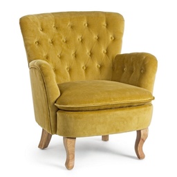 [S-B0748126] Poltrona Vintage Orlins in velluto trapuntato senape - Misure: 71,5x72,5x79 cm
