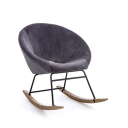 [S-B0743487] Poltrona a dondolo Annika in velluto grigio scuro - Dimensioni: 74x77x74 cm