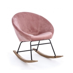 [S-B0743489] Poltrona dondolo in velluto Rosa Antico ANNIKA 74x77x h74 cm