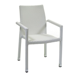 [S-V6446850000] Poltrona da giardino in polyrattan bianco ghiaccio quadro cm60