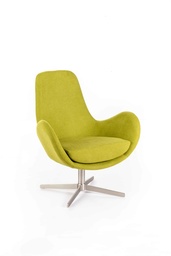 [S-RE/036/VE] Poltrona girevole verde, rivestimento in tessuto, seduta in poliuretano espanso e ovatta, struttura in metallo, 64x72x42 cm