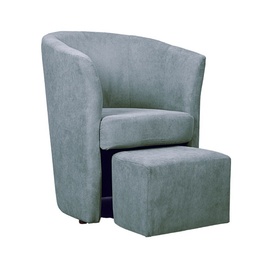 [S-FZ92988] Poltrona in tessuto con pouf estraibile DJERBA Grigio Chiaro 63,5x 62,5x h76 cm