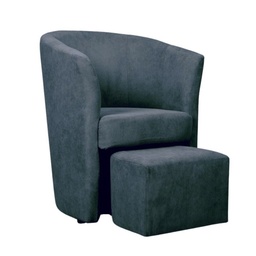 [S-FZ93922] Poltrona in tessuto con pouf estraibile DJERBA Grigio Scuro 63,5x 62,5x h76 cm