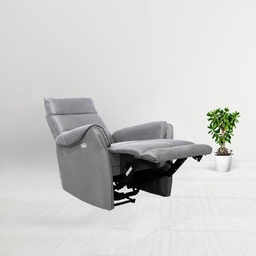 [100066] Poltrona reclinabile elettrica effetto nabuk grigio chiaro  82 x 98 x 109 cm