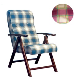 [S-FZ56981] Poltrona regolabile 4 posizioni legno e tessuto a scacchi bordeaux 65x70xh.87 cm