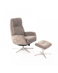 [S-RE/212/GC] Poltrona relax reclinabile in velluto Danny, grigio chiaro, con struttura in metallo grigio cromo, 61x76x90cm