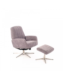 [S-RE/213/GC] Poltrona relax reclinabile in velluto Danny, grigio chiaro, con struttura in metallo grigio cromo, 61x76x74cm