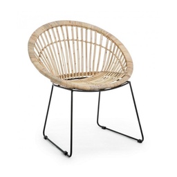 [S-B0691608] Poltrona rustica in rattan Cayes naturale - cm 75x67x81