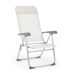 [S-B0815057] Poltrona sdraio da giardino in alluminio e tessuto Bianco CROSS 58x62,5x h110 cm