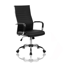 [95112] Poltrona ufficio Folkvan con base cromata ecopelle nera
