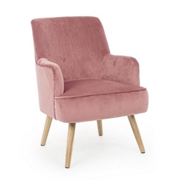 [S-B0748174] Poltrona vintage in velluto Rosa Antico Adeline 60x67x h79 cm