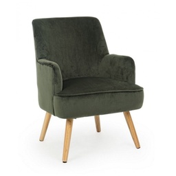 [S-B0748175] Poltrona vintage da soggiorno in velluto Verde Scuro ADELINE 60x67x h79 cm