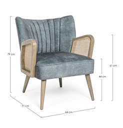[S-B0748248] Poltrona Vintage Legno Virna Costal - 64x71x79 cm