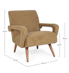 [S-B0748250] Poltrona vintage marrone/beige Berna Palm - Dimensioni: 65x79x74 cm