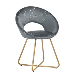[S-FZ99749] Poltroncina Etere in velluto grigio con gambe in metallo dorato 65 x 60 x 82 cm