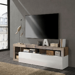 [S-FZ95091] Porta TV Mogol bianco lucido pero 184x42x58H