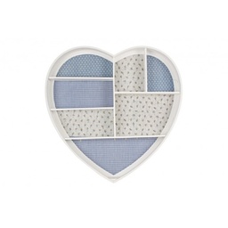 [S-B0183763] Porta gioielli a forma di cuore in legno blu - Dimensioni: 60x8x60 cm