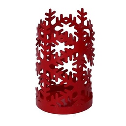 [S-V5925900000] Portabicchiere metallo fiocco neve rosso tondo ø8h20
