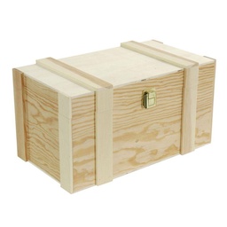 [S-V5024150000] Portabottiglie in legno pino naturale con liste, 2+2 posti, 37x21x19 cm