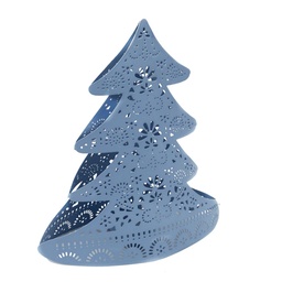[S-V7019730000] Portacandele albero metallo azzurro 20x10x22 cm