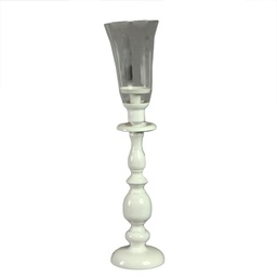 [S-V7016210000] Portacandele in ferro bianco 12x12x53 cm