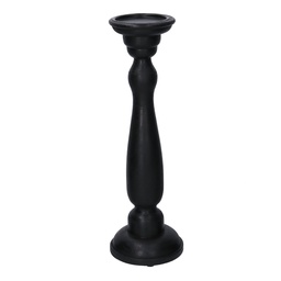 [S-V6168070000] Portacandele in legno nero 12x12x40 cm