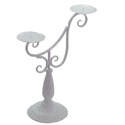 [S-V6441730000] Portacandele in metallo bianco Arezzo, 2 posti, 31x15,5x44 cm