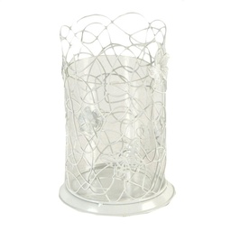 [S-V7015440000] Portacandele metallo bianco con farfalle grandi 13x13x20 cm