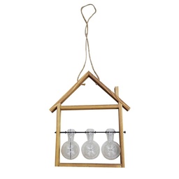 [S-V8534500000] Portafiori in legno con vetro 3 posti 30x6,5x30 cm