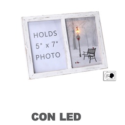[S-V6141260000] Cornice fotografica rettangolare in legno bianco cm27x20x3